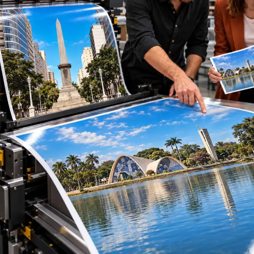 Impressora digital produzindo flyers e cartões em Belo Horizonte